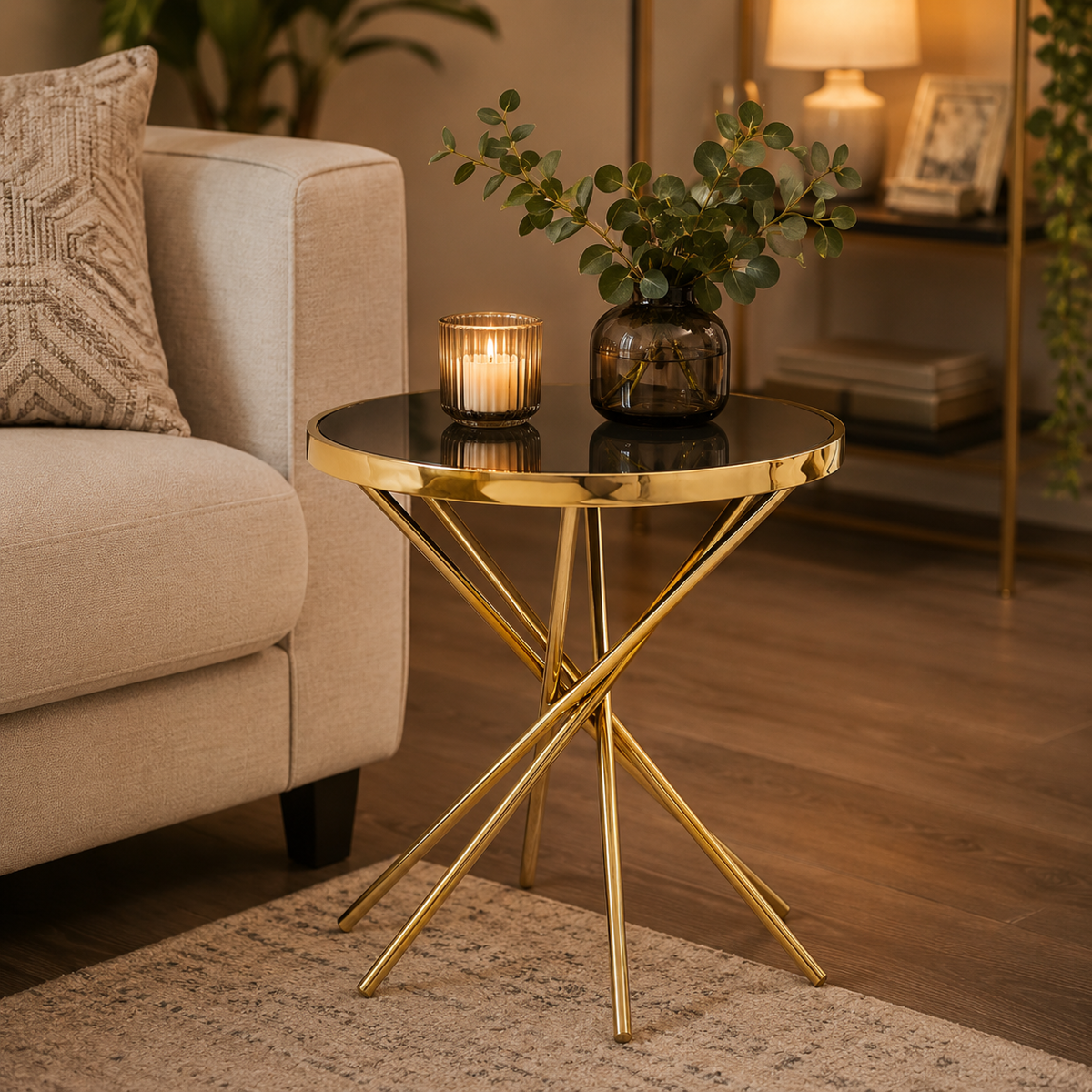 Tula Abstract Base Round Side Table - RR...