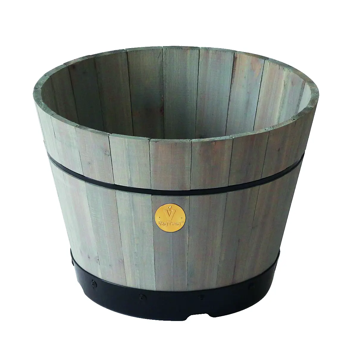 Vegtrug Wooden Medium Grey Wash Build-a-Barrel Planter Kit 