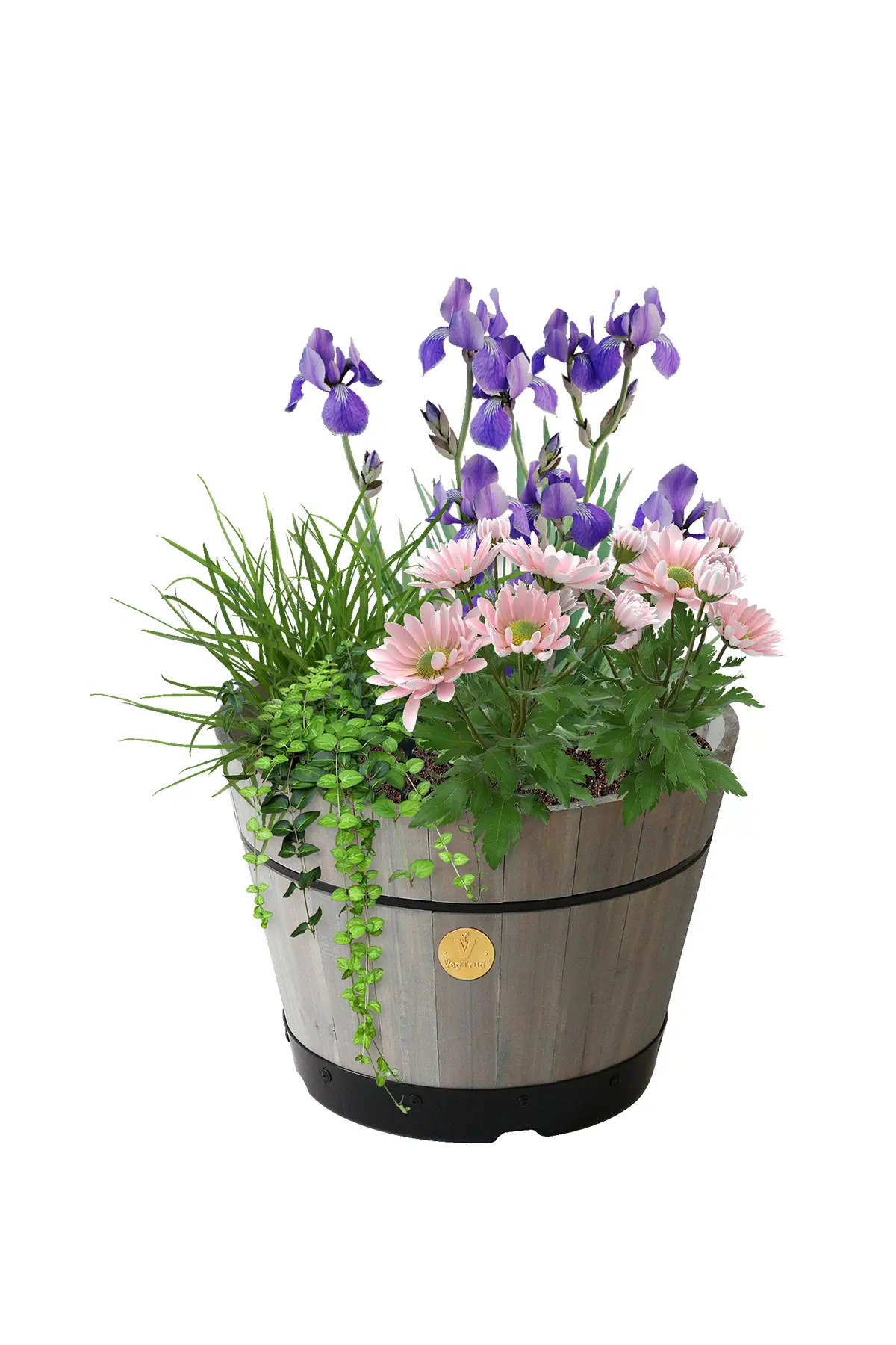 Vegtrug Wooden Small Grey Wash Build-a-Barrel Planter Kit 