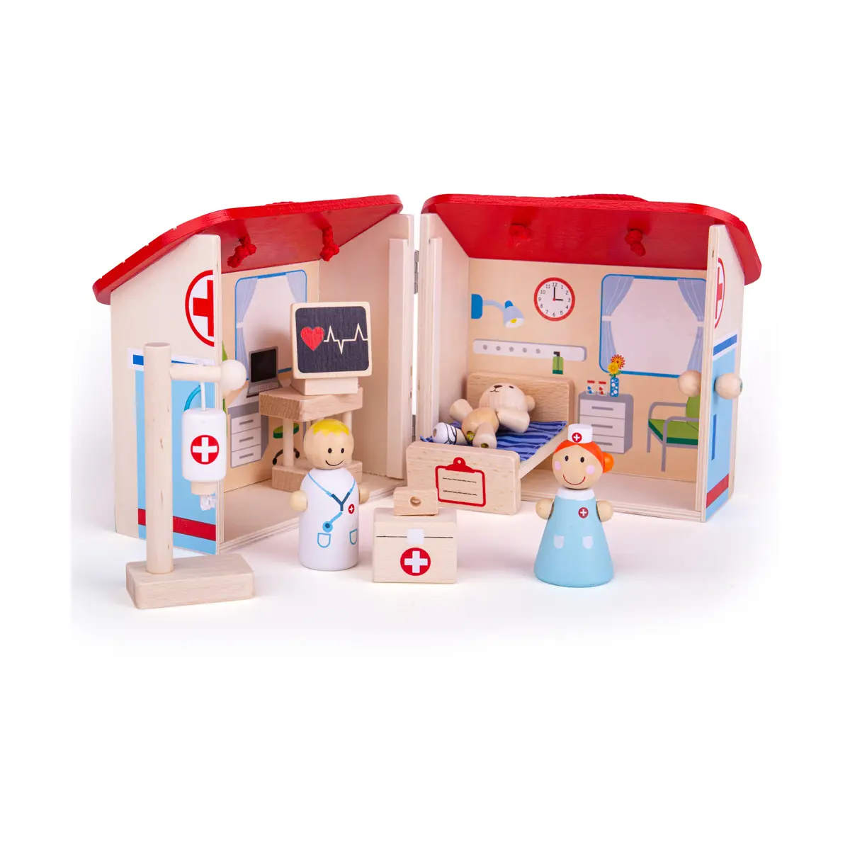 Bigjigs Wooden Mini Hospital 9 pc Playset