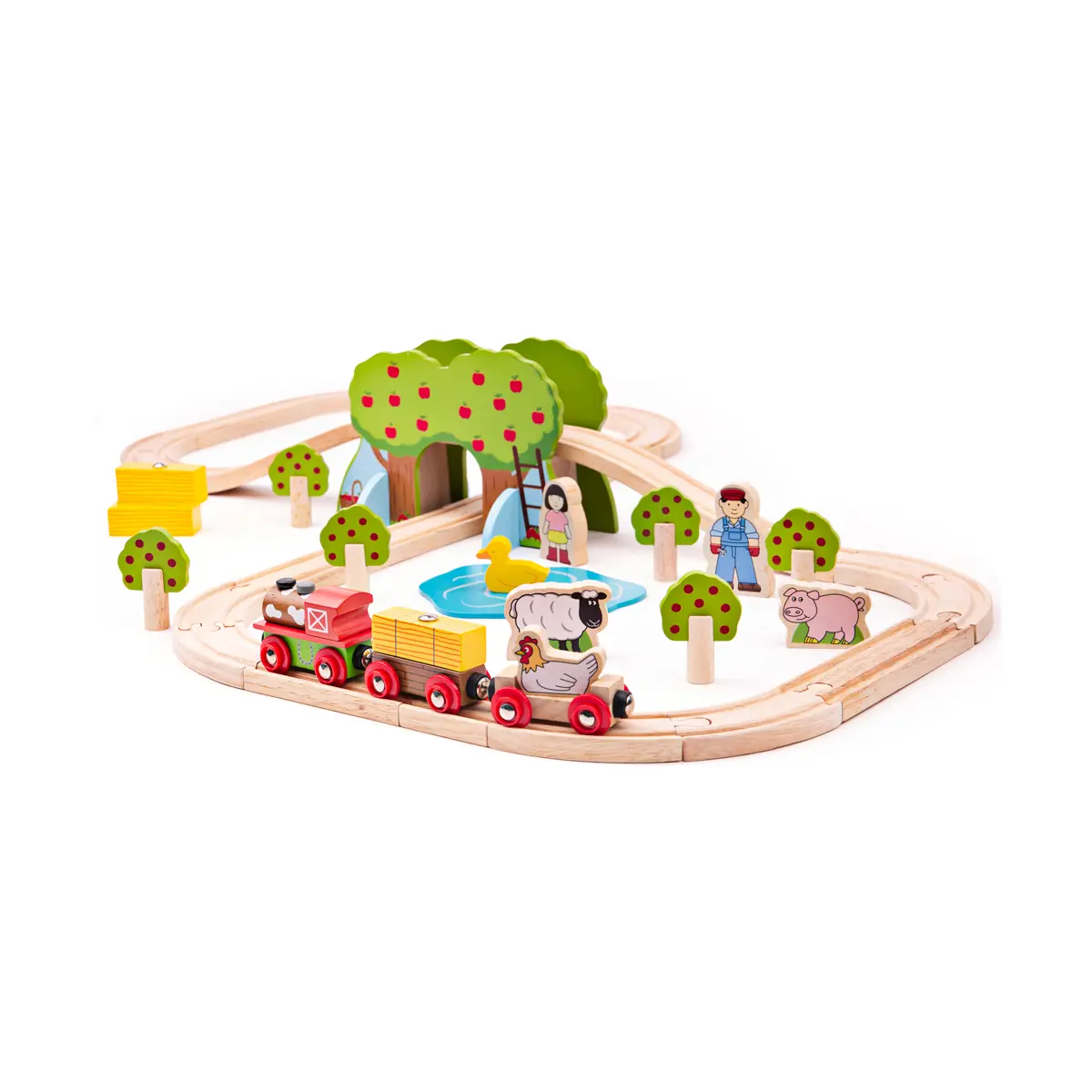 Bigjigs Wooden Farm Train - 44 pc Set