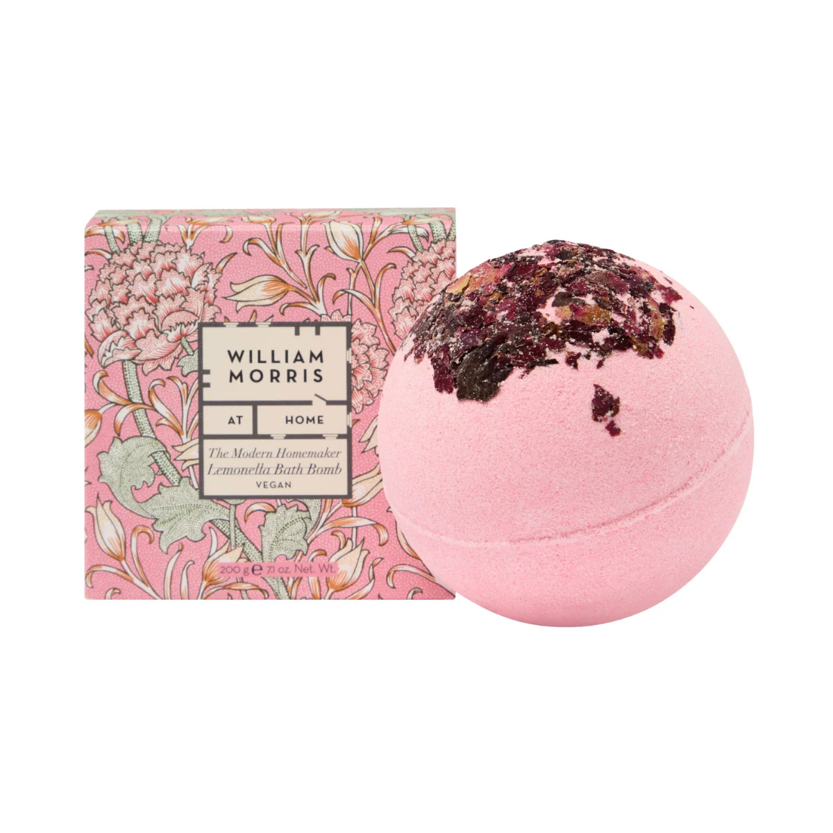 William Morris Modern Homemaker Rose Petal Vegan Bath 200g Bomb Gift For Her