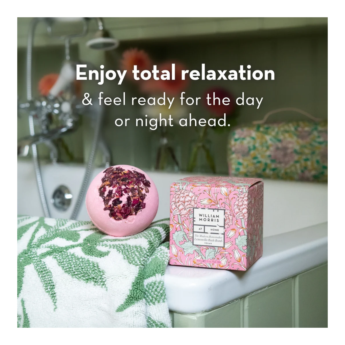 William Morris Modern Homemaker Rose Petal Vegan Bath 200g Bomb Gift For Her