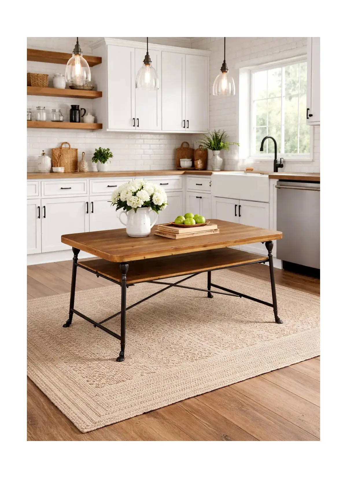 Foundry Fir Wood Dining Table with Stora...