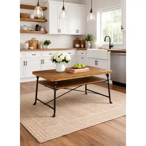 Foundry Fir Wood Dining Table with Storage Shelf