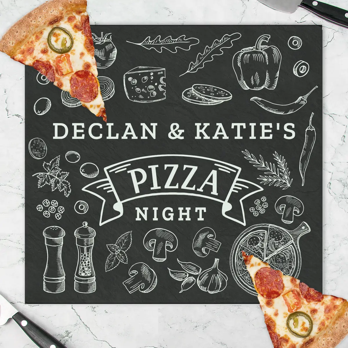 Personalised Pizza Glass Chopping Board/...