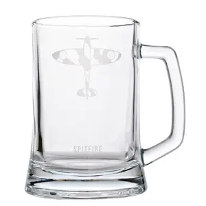 RAF Etched Glass Tankard - Spitfire Design
