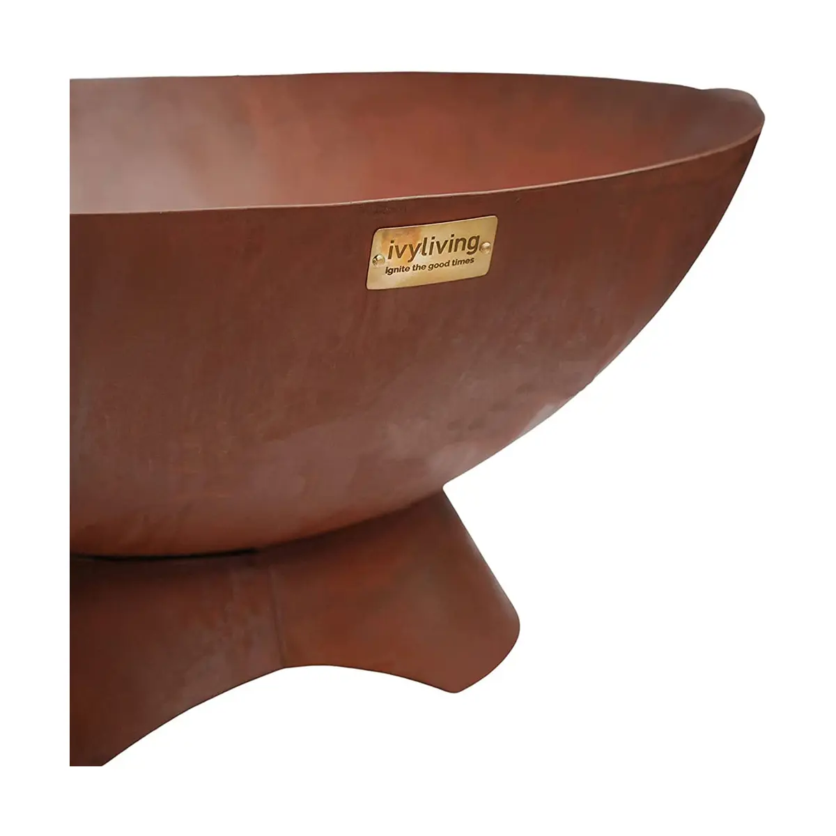 Ivyline Outdoor Artisan Garden Fire Bowl in Rust Iron Finish detail