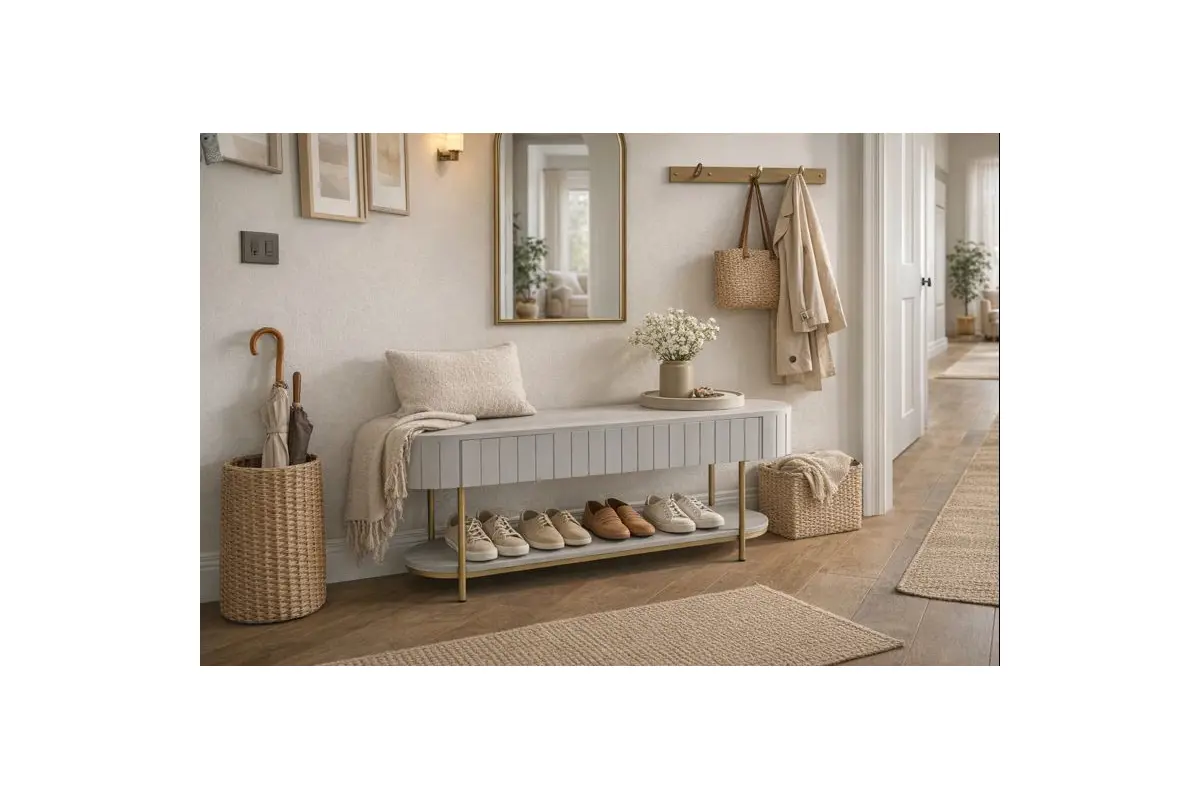 Piano Fluted Grey Mango Wood & Iron Shoe...