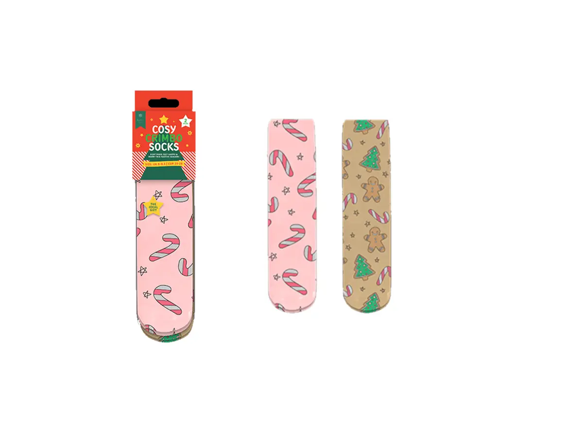 Girls Candy Cane Design Christmas Novelty Cosy Socks with Grippers 2pk Product Details Variations SEO Images Videos Stock Att