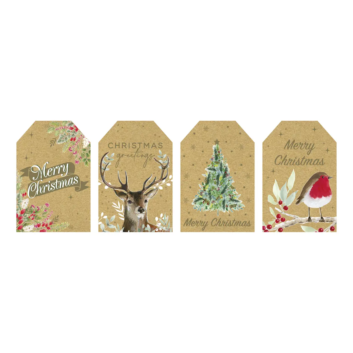 CHGCRAFT 120 Etichette Regalo Carta Kraft Con Orsacchiotto – 4 Stili Diversi + 30m Di Spago Di Canapa. Perfette Per Bomboniere E Pacchetti Fai-da-te.