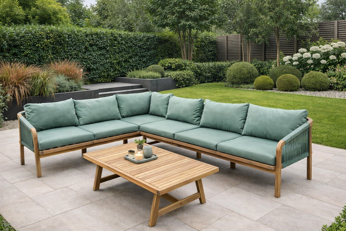 Albany Acacia & Rope Corner Garden Sofa ...