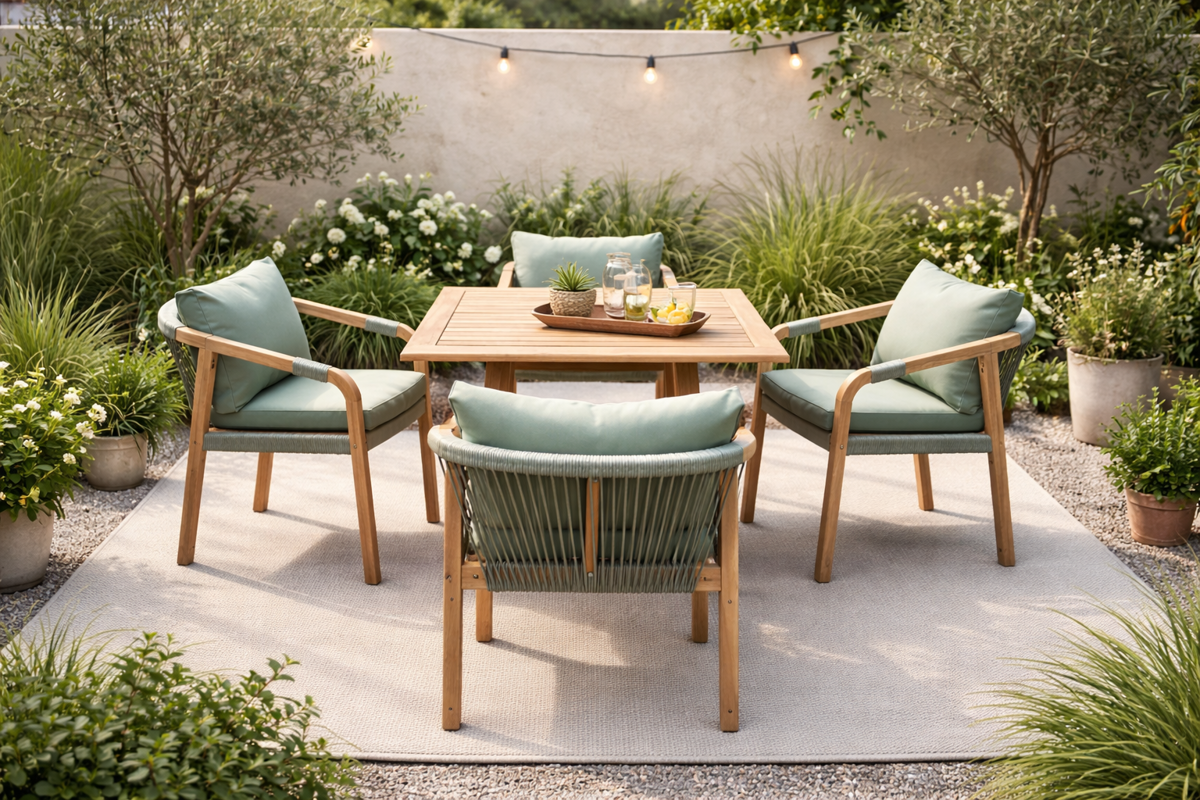 Albany Acacia Wood & Rope 4 Seater Garde...