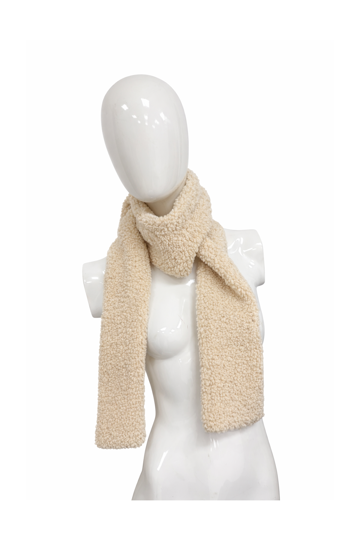 Upcycled Beige Borg Teddy Fleece Scarves Set For Parent and Child Re-Fashioned