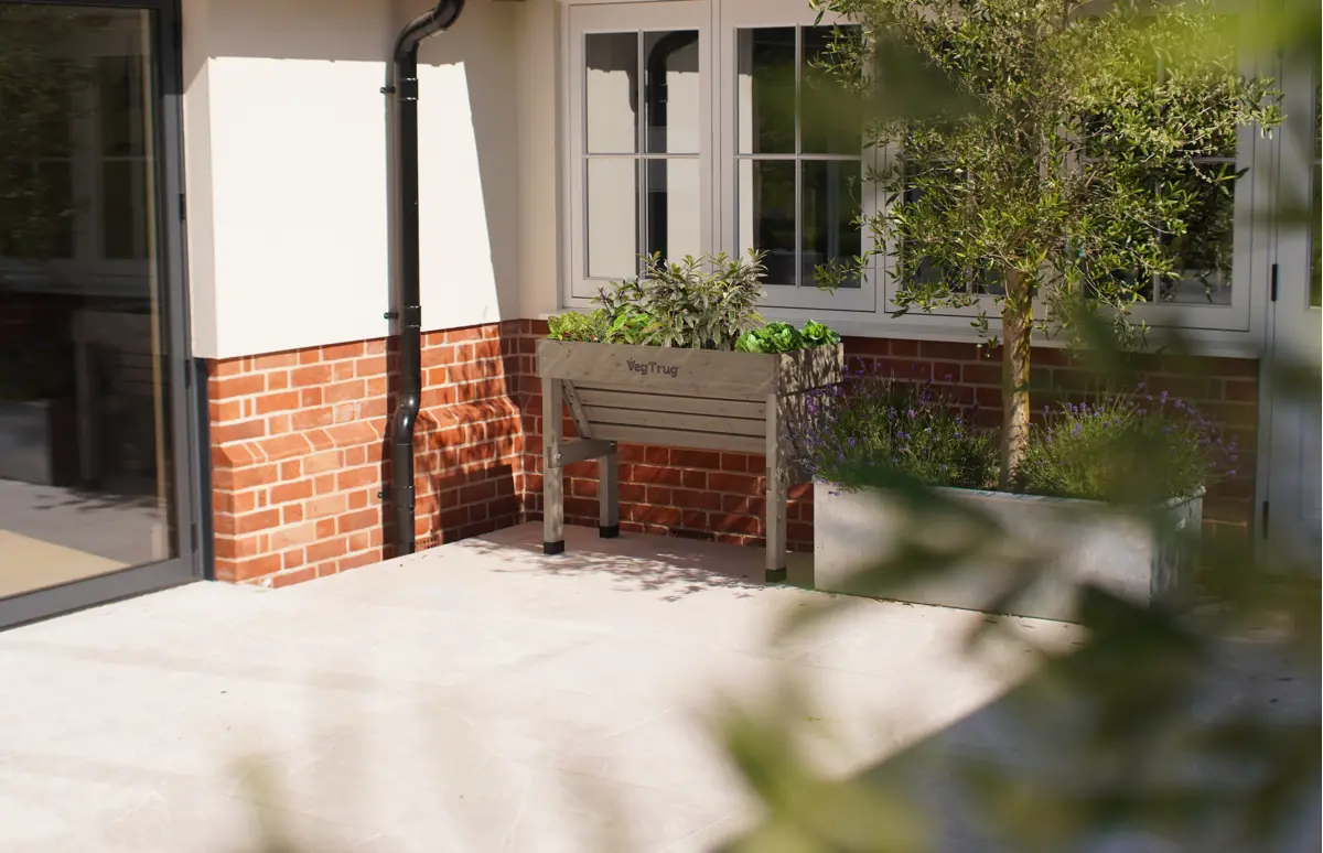 Vegtrug Wooden Grey Wash Finish Wall Hugger Small Garden Planter