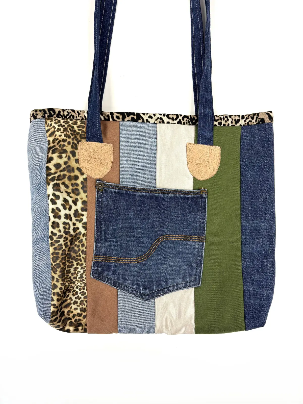 Handmade Upcycled Multicoloured Patchwork Tote Bag Re-Fashioned