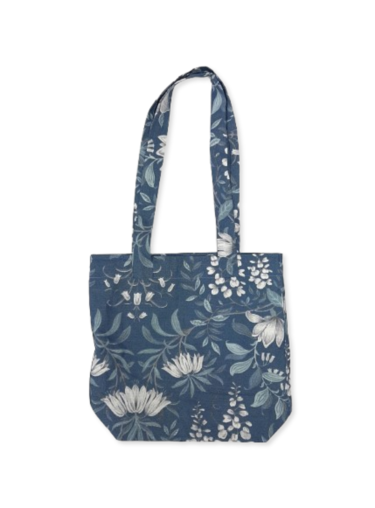 Handmade Upcycled Tote Bag Blue Floral Print Fabric Pre-Loved Re-Fashioned