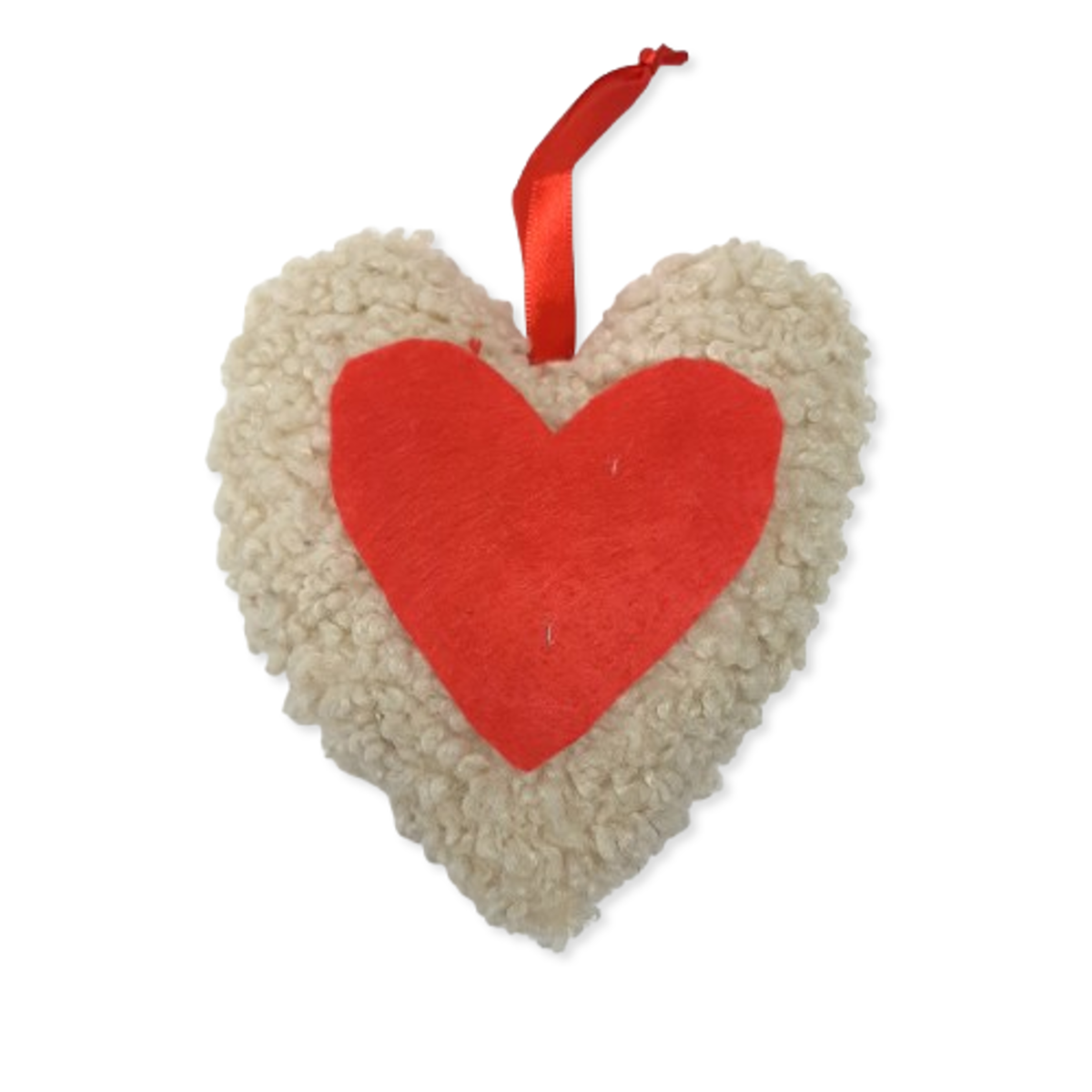 Handmade Upcycled Teddy Fabric Heart Decoration Pre-Loved Re-Fashioned